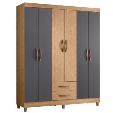 Imagem de Guarda Roupa Âmbar Casal 6 Portas Albatroz, Freijó/ Titanium