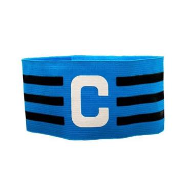 Imagem de Braçadeira Futebol Faixa Capitão Azul Celeste Ajustável com tiras auto