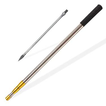 Imagem de Dutiplus Gaff telescópico de peixe com 1 ~ 5 dentes sortidos arpões farpados, pesca no mar e no gelo lança para caça peixe sapo toupeira - 1,5 m de comprimento (folha 1 dente + haste telescópica de