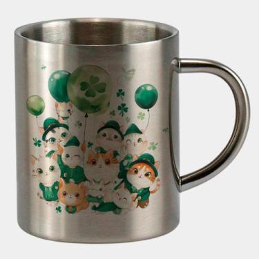 Imagem de Caneca de Inox Premium Prateada 400ml TURMA GATINHOS ST PATRICKS DAY 8