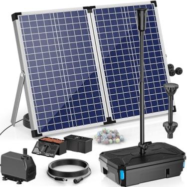 Imagem de NFESOLAR Kit de fonte de filtro solar de 70 W, sistema de filtragem de 3 camadas multifuncional com bomba submersível de fonte de 660 GPH para lagos ao ar livre, tanque de peixes, piscina, paisagem