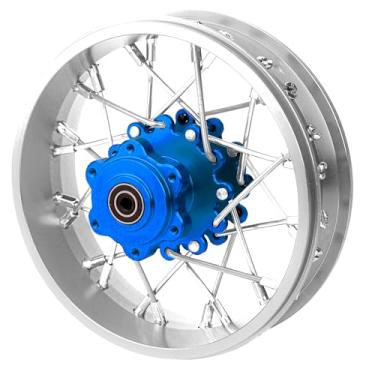 Imagem de BeaxTurbo Racing Upgrade Parts CNC Aluminum Rear Spoke Wheel for Losi Promoto MX 1/4 Silver Ring LOS46003 (Silver-Blue)