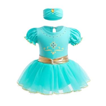 Imagem de Macacão Dressy Daisy para bebês, meninas, vestido de princesa, macacão, fantasia de Halloween com faixa de cabeça, tamanho 18-24 meses, azul 212, Estilo A, 18-24 Months