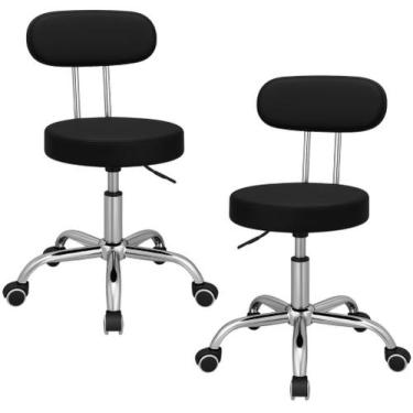 Imagem de Kit com 2 Cadeiras Pop Mocho c/ Encosto Giratório Massagista Plus Evol