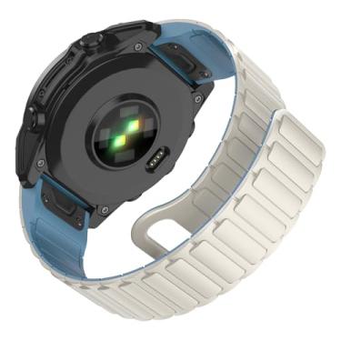 Imagem de MYSNBKN Pulseiras de relógio compatíveis com Garmin Fenix 8 de 51 mm/Fenix 7X/Fenix 6X, pulseira magnética de silicone dupla face de 26 mm para relógio inteligente Garmin Fenix 7X Pro/Fenix 6X Pro