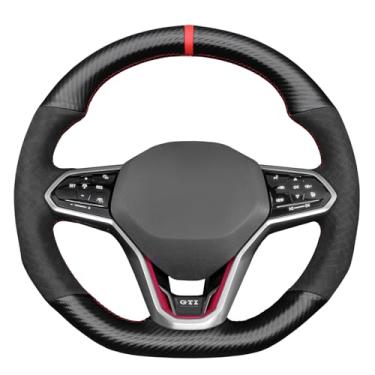 Imagem de MEWANT Capa de volante costurada à mão para Volkswagen VW Golf 8 2020-2021/GTI 8 2020-2021/GTD 8 2020-2021/GTE 8 2020-2021/R8 2021/Arteon 2020-2021/Tiguan 2020-2020-2021/Tiguan 2020-2020-2021/021/Touu