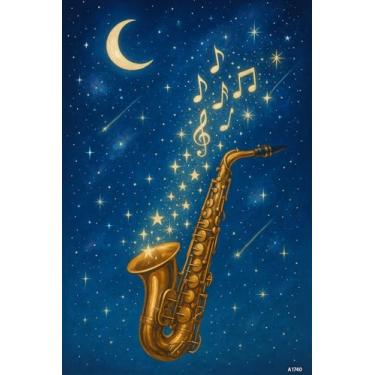 Imagem de Saxofone no Céu Estrelado – Pôster Ilustrado