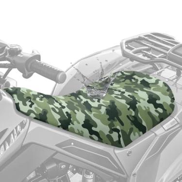 Imagem de Dreaweet Capa de assento de quadriciclo camuflada verde exército à prova d'água acessórios de quatro rodas confortáveis capas de assento universais compatíveis com Polaris Sportsman Polaris Foreman