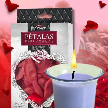 Imagem de Combo pétalas de rosas 100 unid + vela de massagem beijável chocolate 