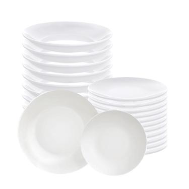 Imagem de Jogo De Pratos Leonora Fundo E Sobremesa 24 Peças Em Porcelana Branco - Tramontina