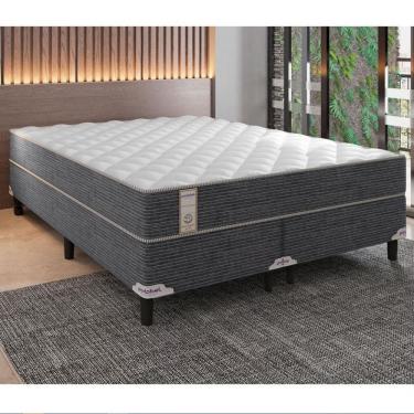 Imagem de Cama Box Queen Size New Lexus Com Molas Ensacadas E Revestimento Em Tecido Poliéster 60x158x198cm Portobel Branco