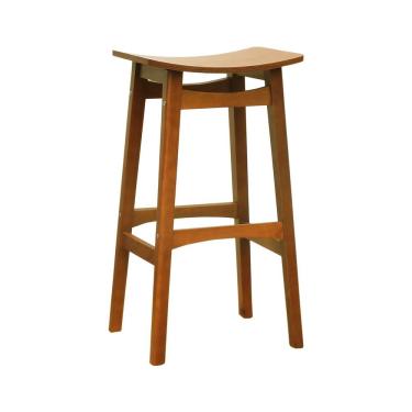 Imagem de Banco Alto Confort Madeira Maciça Assento Anatômico - Amêndoa Madeira