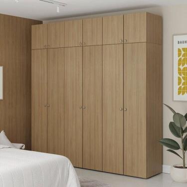 Imagem de Guarda-roupa 6 Módulos 12 Portas 9 Prateleiras Frame Cabecasa madeiramadeira Acácia