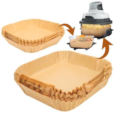 Imagem de BYKITCHEN Forros de fritadeira a ar para fritadeira de ar portátil Ninja Crispi, conjunto de 200, forros de papel para fritadeira a ar grande e pequena para recipientes de vidro de 4 litros e 6