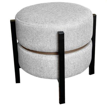 Imagem de Puff Multiuso Mesa Sala Ferro Base Preto Linho - Anifer Loja, CINZA
