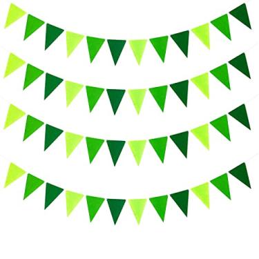 Imagem de Zwiebeco Faixa De Feltro Verde 16,4 Pés, Bandeiras Triangulares Penduradas, Guirlanda Tecido Não Tecido, Flâmula Para Aniversário, Casamento, Chá Bebê, Festa Primavera, Sala Aula, Berçário, Casa, De