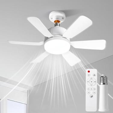 Imagem de RWNTAO Luminária De Teto Com Soquete, Controle Remoto E 1 Extensor, Base E26, Fácil Instalação, Substituição Para Ambientes Internos - Quarto, Cozinha Sala Estar, 3 Cores Dimerização Contínua (Seis