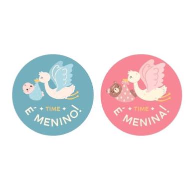 Imagem de 50 Adesivos Chá Revelação, Chá De Bebê Várias Opções F:206 (Modelo 5)