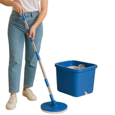 Imagem de Mop Giratório 360º com Balde Separador Água Suja e Limpa Cabo Ajustável Microfibra Alta Absorção