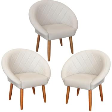 Imagem de Kit 3 Poltronas para Clínica Decorativa Resistente Confortável Tecido Corano MOBLAN decor (Bege)