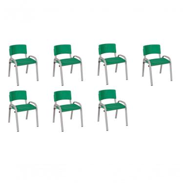 Imagem de Kit 7 Cadeira Iso Infantil Creche, Escola Base Cinza Verde Escuro