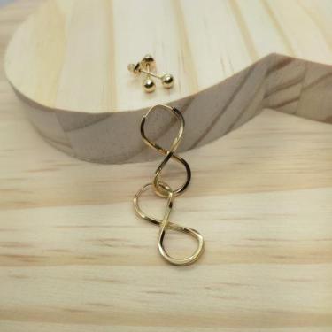 Imagem de Kit Brinco Argola Infinito e Bolinha ouro 18k pequenos - Linda joias