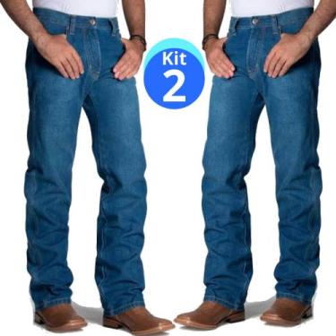 Imagem de Kit 2 calça jeans masculino reto trabalho sem Lycra resistente - DS JE