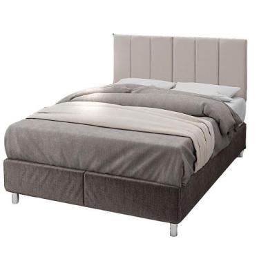 Imagem de Cabeceira Casal Laura 1,40 Almofadas de Sued Bege Claro - Ofertamo