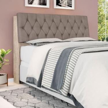 Imagem de Cabeceira Box Casal Isis Amarula Com Capitonê Bege Escuro