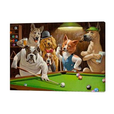 Imagem de Placas de metal para parede com placa de arte de parede com cães brincando piscina 20 x 30 cm