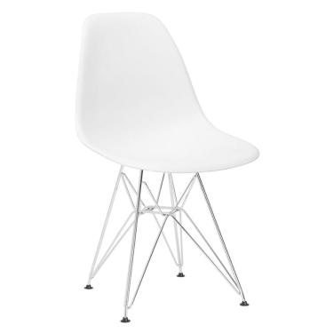 Imagem de Cadeira Eames Eiffel DKR com base de metal cromado Branco
