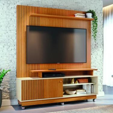 Imagem de Home Theater Ares com Kit Rodizio Porta em MDF Frisado Para  TV's até 