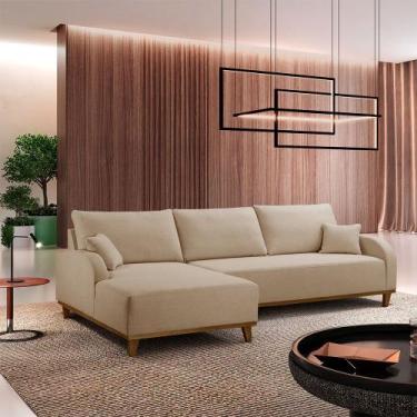 Imagem de Sofá Fixo Com Chaise 3M Albano Linho Com Molas Lado Esquerdo Meu Sofá 
