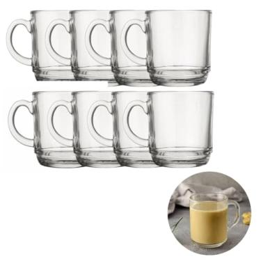 Imagem de Caneca de Vidro 250ML Transparente Lisa - Kit com 8 Unidades Café e Chá