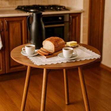 Imagem de Mesa de Jantar Cozinha Redonda Moderna 80cm - Beto Moveis, FREIJÓ