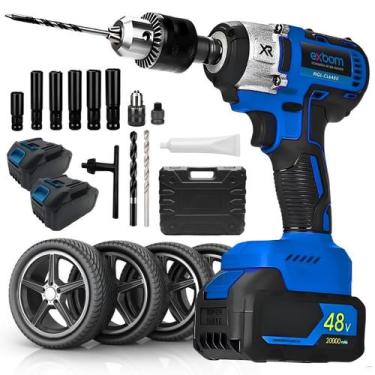 Imagem de Parafusadeira Chave De Impacto 1/2 48v 2 Bateria Furadeira 20000 mAh -