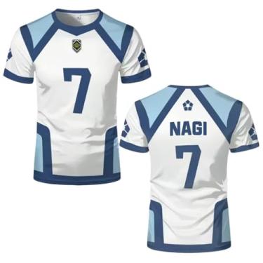 Imagem de AwwwCos Anime Yoichi Isagi Cosplay Fantasia Isagi Nagi Seishiro Munchen Jersey Camiseta de futebol camiseta esportiva camiseta Halloween, Branco-nº 7, P