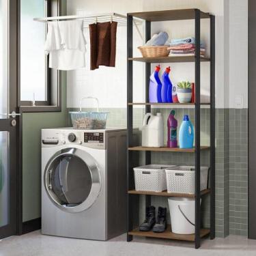 Imagem de Estante Multiuso Para Lavanderia 59cm Rustic/preto - MADESA
