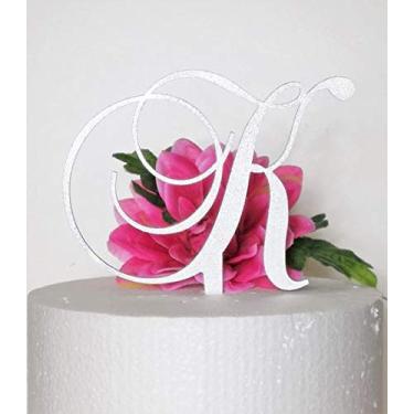 Imagem de Topos de bolo de acrílico monograma em ouro escovado ou prata escovada A B C D E F G H I J K L M N O P R S T U V W (letra K, prata escovada)