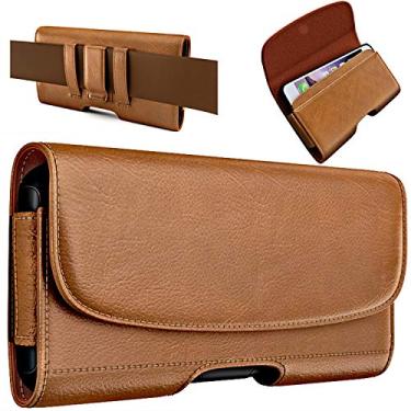 Imagem de BOMEA Coldre de couro para iPhone 16 16e Pro 15 14 13 12 11 10 XR Xs X, Samsung Galaxy S25 S24 S23 5G - Capa com suporte de cinto para celular com clipe - bolsa magnética para cartão de identificação