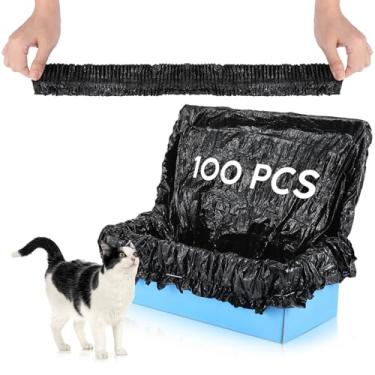 Imagem de Honoson 100 sacos de lixo elásticos compatíveis com Popur X5 caixa de areia autolimpante, sacos de lixo domésticos para gatos gatinhos, preto