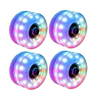 Imagem de oshhni Pacote de 4 Rodas para Patins com Rolamentos Integrados para Atividades Externas, Colorido