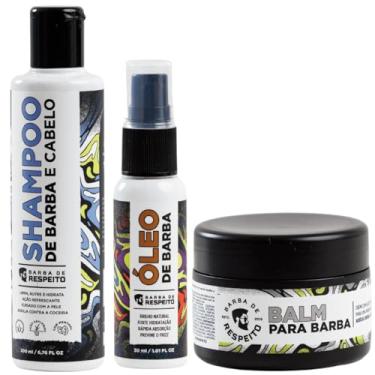 Imagem de Barba De Respeito Kit 4por1 Shampoo Óleo Balm Para Barba