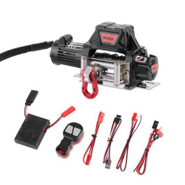 Imagem de GLOBACT 1/10 RC Metal Automatic Winch with Wireless Controller & Receiver Wireless Remote Controller System for Axial SCX10 90046 TRX4 Redcat 1/10 RC Crawler Upgrade Parts (Black)