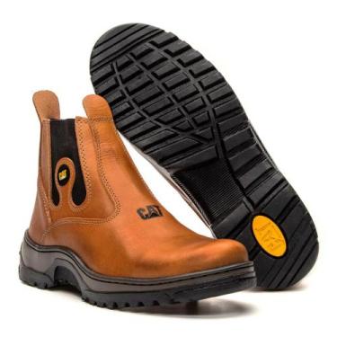 Imagem de Botina Masculina Couro Legítimo Sola Borracha Elástico Ortopédica Vári