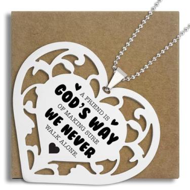 Imagem de Enfeite God's Way of Friendship, A Friend is God's Way of Making Sure We Never Walk Alone, presente de coração pendurado para amigas, irmãs cristãs, lembrança inspiradora de fé SXX5