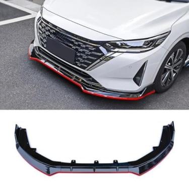 Imagem de Spoiler do para-choque dianteiro do carro parte de modificação do difusor labial compatível com Sylphy 2023+ capa protetora de para-choque acessórios para carro (preto vermelho)