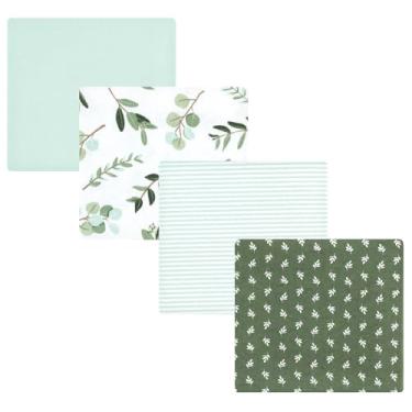 Imagem de Luvable Friends Hudson Baby Flanela Recebendo Cobertores 4 unidades, Eucalipto Sálvia