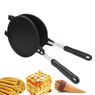 Imagem de ZEENEEK Máquina de cone de waffle, assadeira para waffle, máquina de panqueca dupla face, multifuncional, forma de omelete crocante, máquina de fazer rolo de ovo - 16,7 cm
