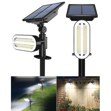 Imagem de HAARAY Luzes solares para ambientes externos, 3 modos de iluminação, holofotes de paisagem, IP65, à prova d'água, luzes externas alimentadas por energia solar para jardim, quintal, caminho, bandeira